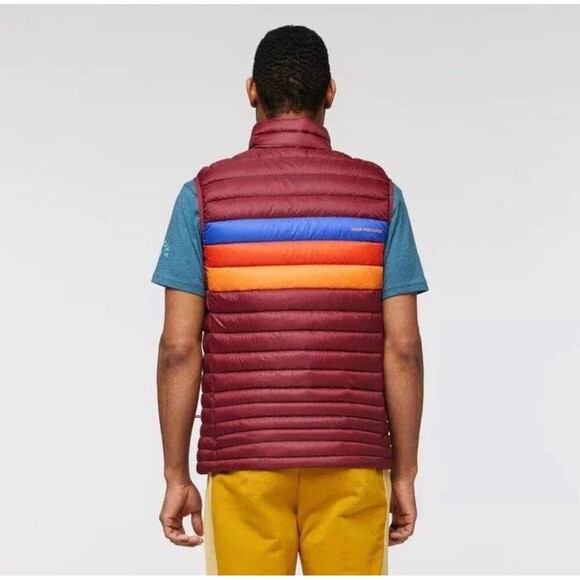 COTOPAXI Fuego Down Vest Men’s XS Burgundy Stripes NEW Retro Outdoors Hiking - Picture 6 of 13